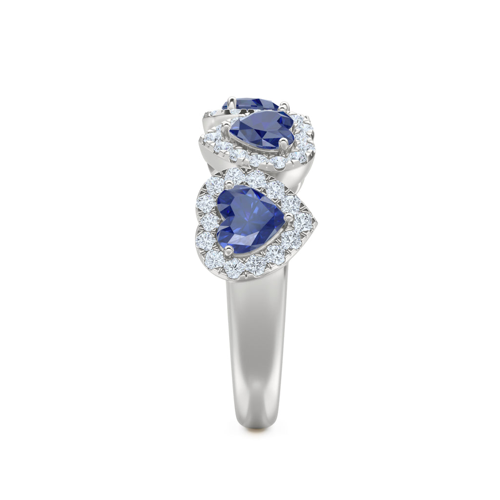 Chérie 1.80ct Heart Cut Lab Sapphire and Lab Diamond Halo Ring in Sterling Silver