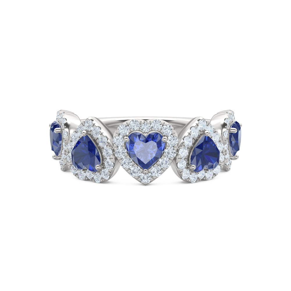 Chérie 1.80ct Heart Cut Lab Sapphire and Lab Diamond Halo Ring in Sterling Silver