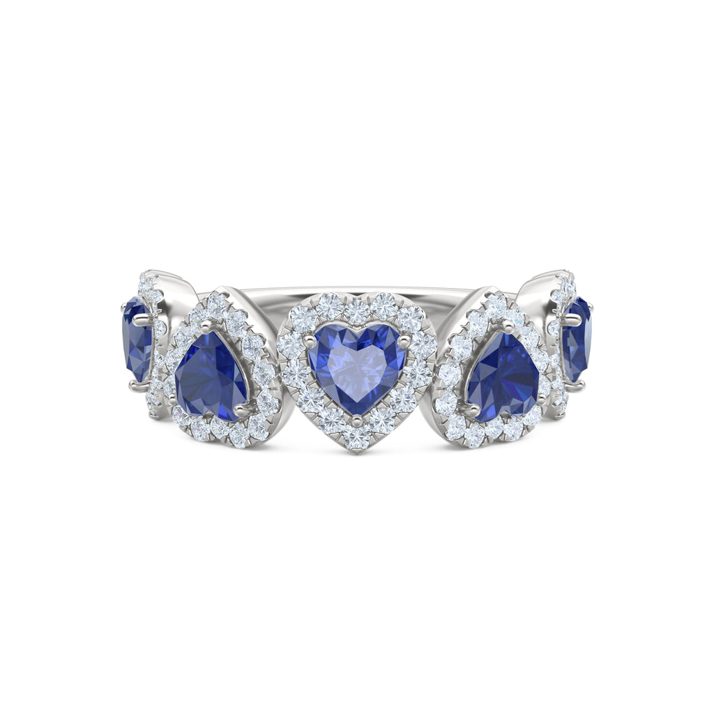Chérie 1.80ct Heart Cut Lab Sapphire and Lab Diamond Halo Ring in Sterling Silver