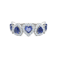 Chérie 1.80ct Heart Cut Lab Sapphire and Lab Diamond Halo Ring in Sterling Silver