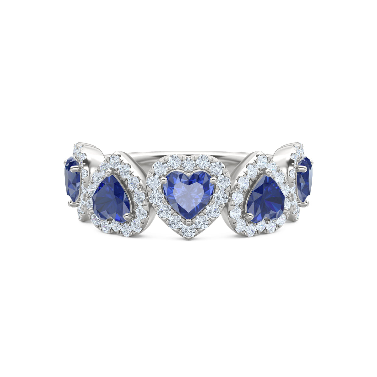 Chérie 1.80ct Heart Cut Lab Sapphire and Lab Diamond Halo Ring in Sterling Silver