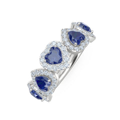 Chérie 1.80ct Heart Cut Lab Sapphire and Lab Diamond Halo Ring in Sterling Silver