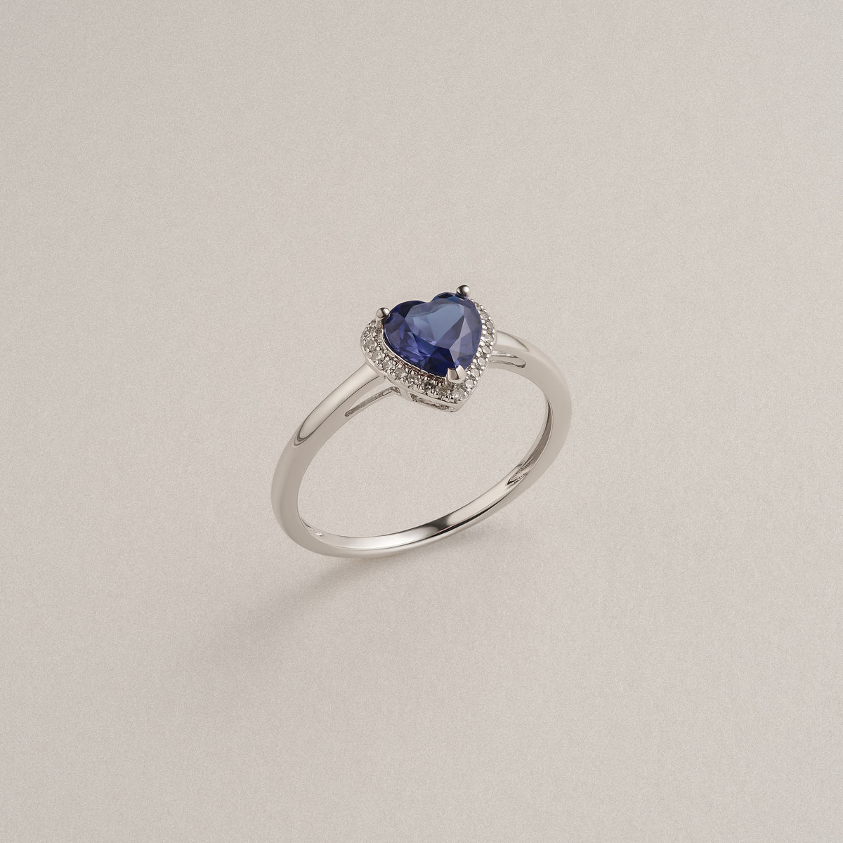 Stellato 1.00ct Heart Cut Lab Sapphire Halo Ring in Sterling Silver