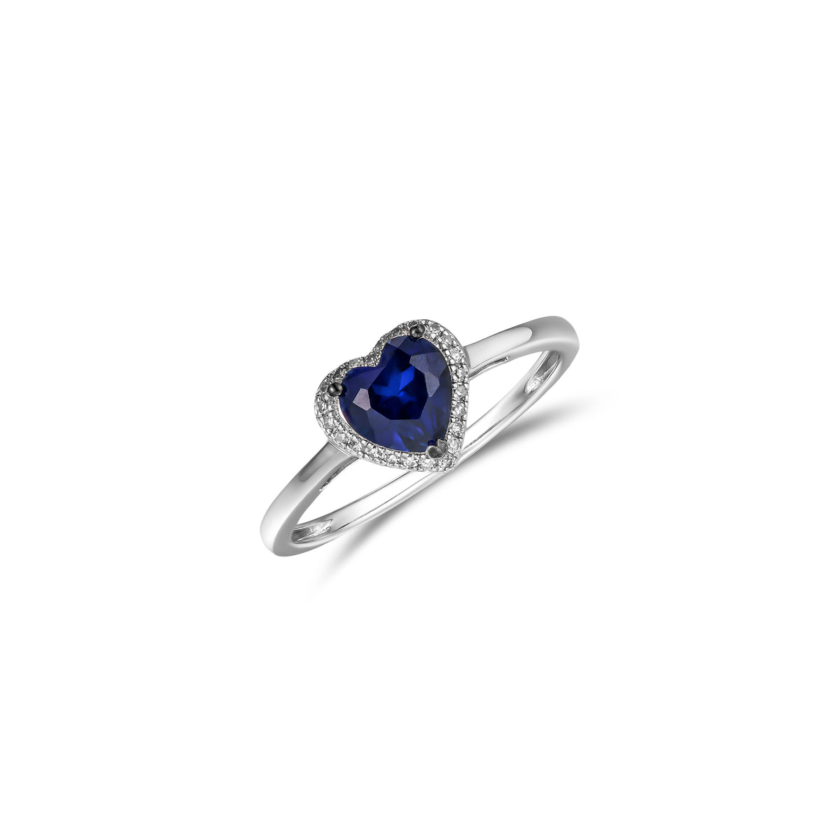 Stellato 1.00ct Heart Cut Lab Sapphire Halo Ring in Sterling Silver