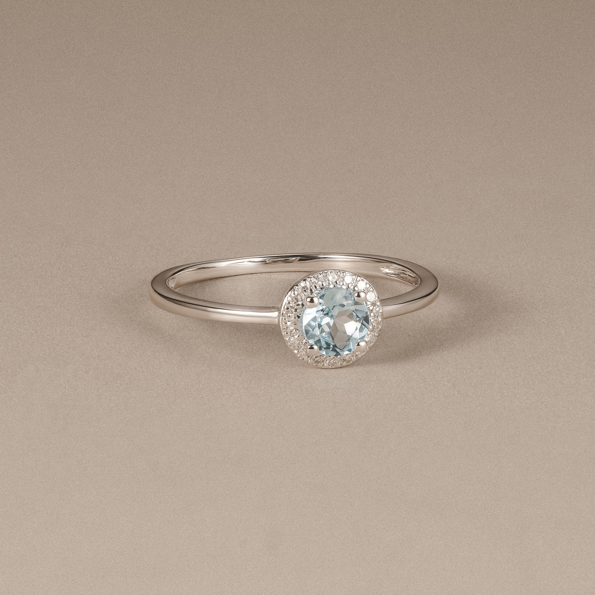 Stellato 0.40ct Round Cut Blue Topaz and Lab Diamond Halo Ring in Sterling Silver