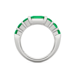 Vertex 2.33ct Emerald Cut Lab Emerald Men's Eternity Ring in Sterling Silver