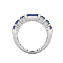 Vertex 3.36ct Emerald Cut Lab Sapphire Men's Eternity Ring in Sterling Silver