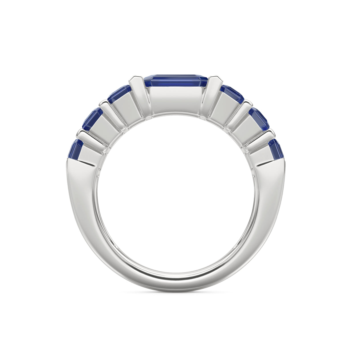 Vertex 3.36ct Emerald Cut Lab Sapphire Men's Eternity Ring in Sterling Silver