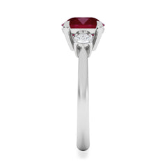 Solene 2.00ct Round Cut Lab Ruby and Lab Diamond 3 Stone Engagement Ring in 18K White Gold