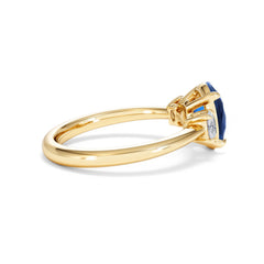 Solene 2.00ct Oval Cut Lab Sapphire and Lab Diamond 3 Stone Engagement Ring in 18K Yellow Gold