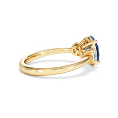 Solene 2.00ct Oval Cut Lab Sapphire and Lab Diamond 3 Stone Engagement Ring in 18K Yellow Gold