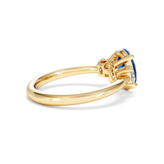 Solene 2.00ct Oval Cut Lab Sapphire and Lab Diamond 3 Stone Engagement Ring in 18K Yellow Gold