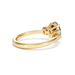 Solene 2.00ct Oval Cut Lab Sapphire and Lab Diamond 3 Stone Engagement Ring in 18K Yellow Gold