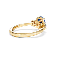 Solene 2.00ct Oval Cut Lab Sapphire and Lab Diamond 3 Stone Engagement Ring in 18K Yellow Gold