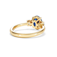 Solene 2.00ct Oval Cut Lab Sapphire and Lab Diamond 3 Stone Engagement Ring in 18K Yellow Gold