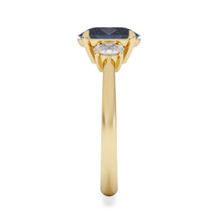 Solene 2.00ct Oval Cut Lab Sapphire and Lab Diamond 3 Stone Engagement Ring in 18K Yellow Gold