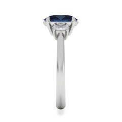 Solene 2.00ct Oval Cut Lab Sapphire and Lab Diamond 3 Stone Engagement Ring in 18K White Gold