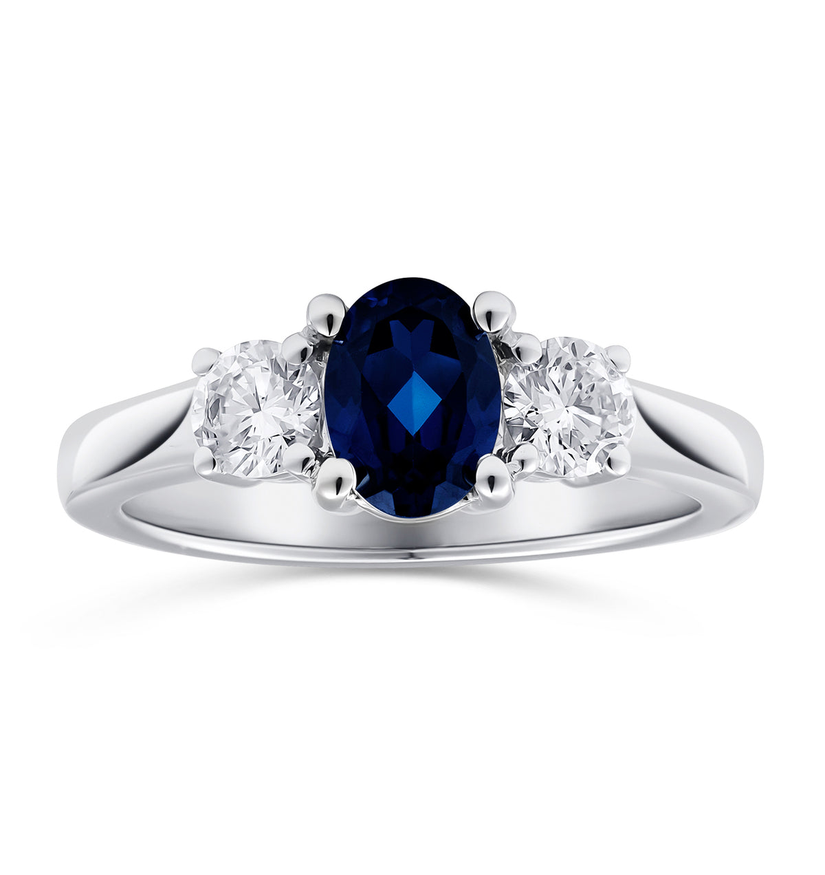 Lab Sapphire 0.80ct and Lab Diamonds 0.50ct 18K White Gold Ring