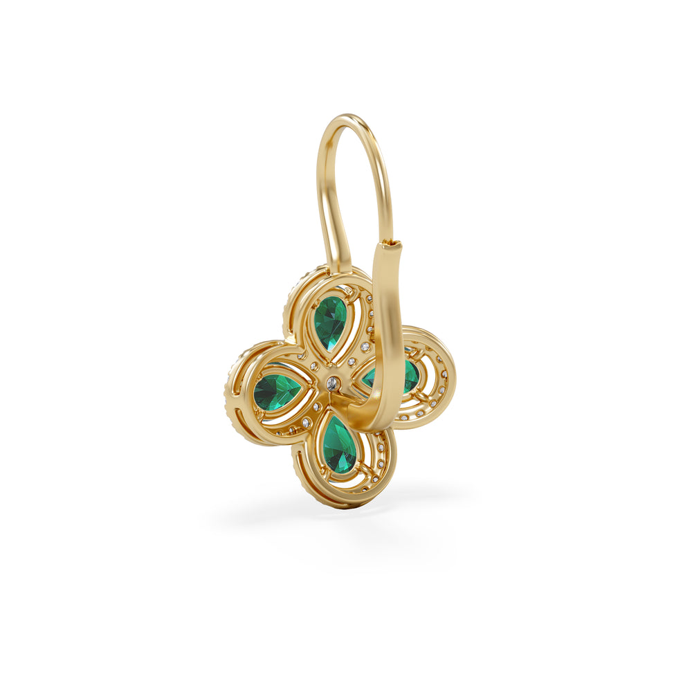 Bloom 4.75ct Lab Emerald and Lab Diamond Earrings in 18K Yellow Gold
