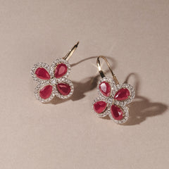 Bloom 4.75ct Lab Ruby and Lab Diamond Earrings in 18K Yellow Gold