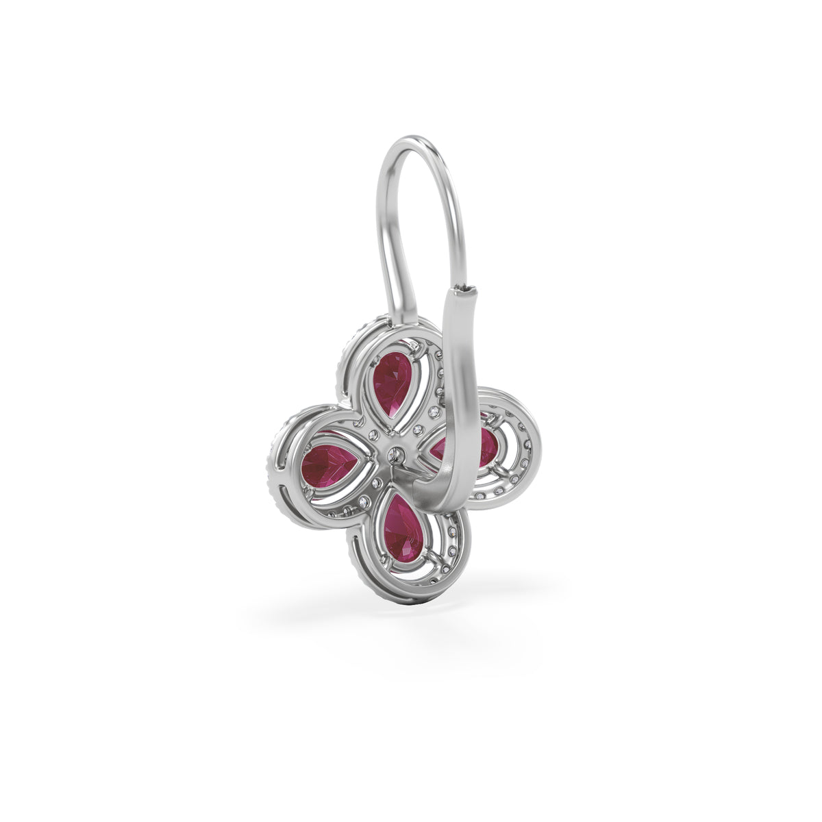 Bloom 4.75ct Lab Ruby and Lab Diamond Earrings in 18K White Gold