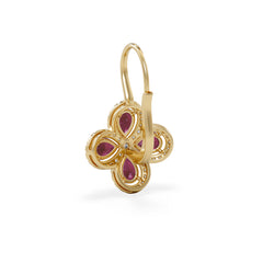 Bloom 4.75ct Lab Ruby and Lab Diamond Earrings in 18K Yellow Gold