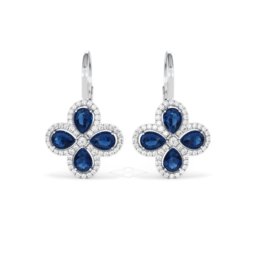 Bloom 4.75ct Lab Sapphire and Lab Diamond Earrings in 18K White Gold