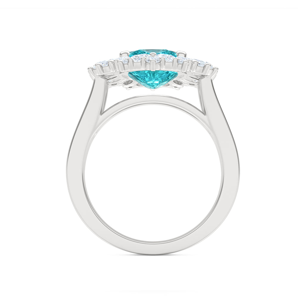6.10ct Oval Cut Lab Paraíba YAG Halo Ring in 14K White Gold