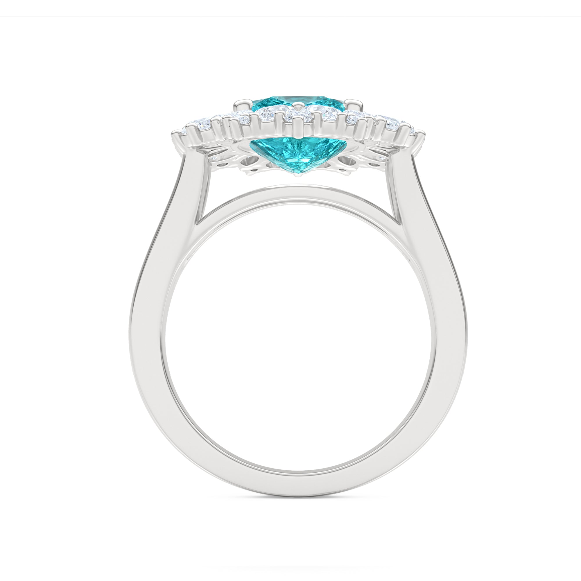 6.10ct Oval Cut Lab Paraíba YAG Halo Ring in 14K White Gold