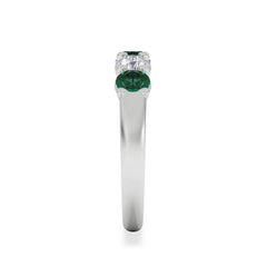 Solene 0.75ct Round Cut Lab Emerald and  Lab Diamond Half Eternity Ring in 18K White Gold