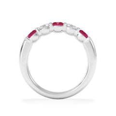 Solene 0.75ct Round Cut Lab Ruby and Lab Diamond Half Eternity Ring in 18K White Gold