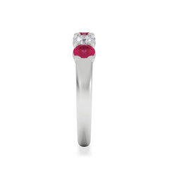 Solene 0.75ct Round Cut Lab Ruby and Lab Diamond Half Eternity Ring in 18K White Gold