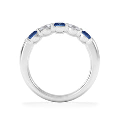 Solene 0.75ct Round Cut Lab Sapphire and Lab Diamond Half Eternity Ring in 18K White Gold