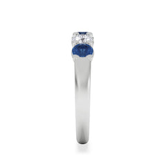 Solene 0.75ct Round Cut Lab Sapphire and Lab Diamond Half Eternity Ring in 18K White Gold