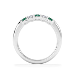 Solene 0.75ct Oval Cut Lab Emerald and Lab Diamond Half Band Eternity Ring in 18K White Gold