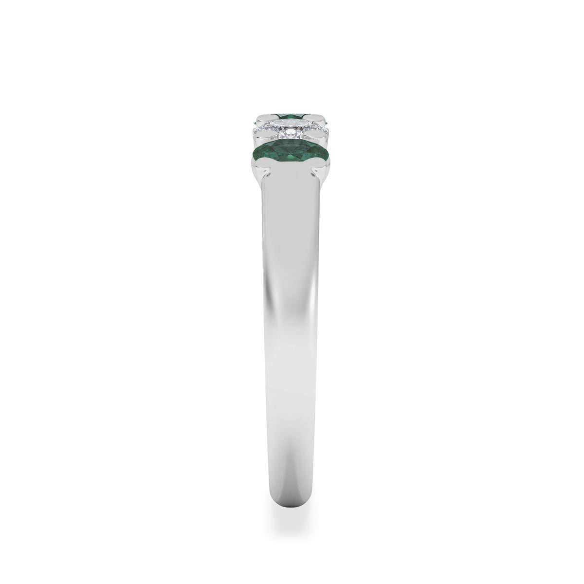 Solene 0.75ct Oval Cut Lab Emerald and Lab Diamond Half Band Eternity Ring in 18K White Gold