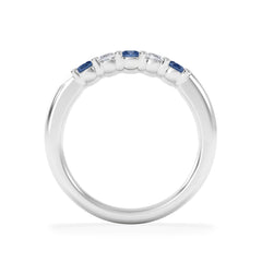 Solene 0.75ct Oval Cut Lab Sapphire and Lab Diamond Half Band Eternity Ring in 18k White Gold