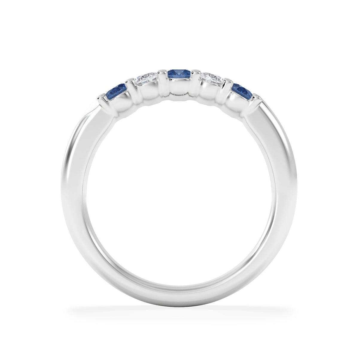 Solene 0.75ct Oval Cut Lab Sapphire and Lab Diamond Half Band Eternity Ring in 18k White Gold
