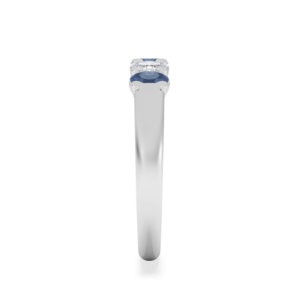 Solene 0.75ct Oval Cut Lab Sapphire and Lab Diamond Half Band Eternity Ring in 18k White Gold
