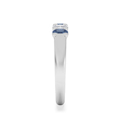 Solene 0.75ct Oval Cut Lab Sapphire and Lab Diamond Half Band Eternity Ring in 18k White Gold