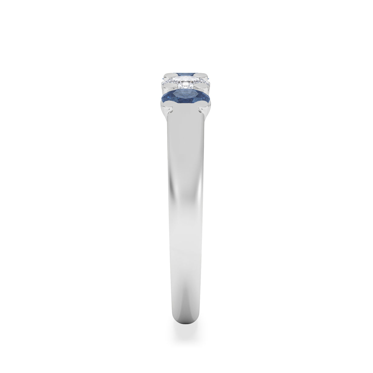 Solene 0.75ct Oval Cut Lab Sapphire and Lab Diamond Half Band Eternity Ring in 18k White Gold