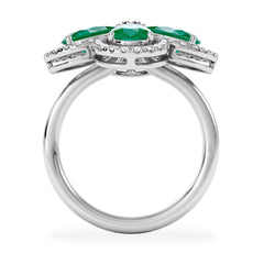 Bloom 3.20ct Lab Emerald and Lab Diamond Ring in 18K White Gold