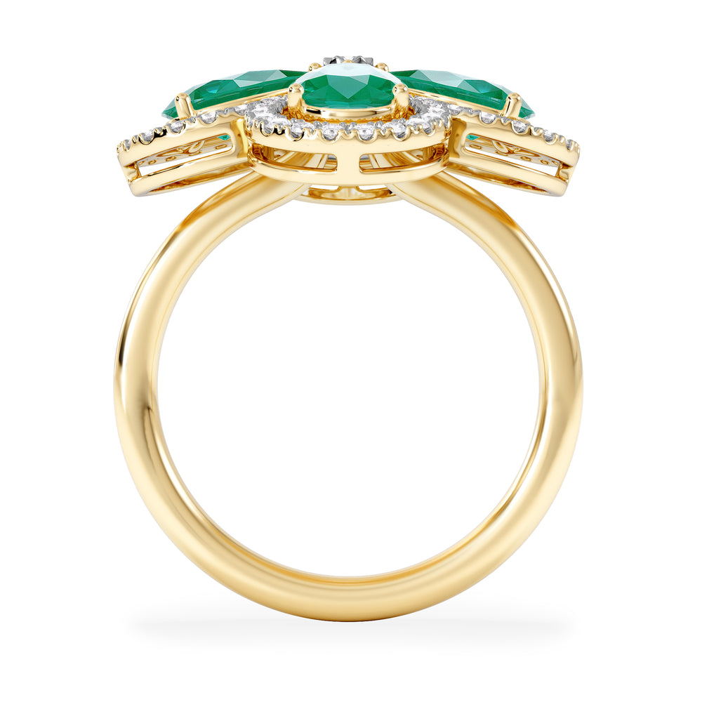 Bloom 3.20ct Lab Emerald and Lab Diamond Ring in 18K Yellow Gold