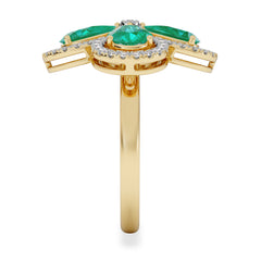 Bloom 3.20ct Lab Emerald and Lab Diamond Ring in 18K Yellow Gold