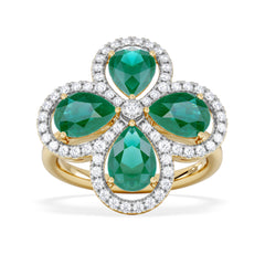 Bloom 3.20ct Lab Emerald and Lab Diamond Ring in 18K Yellow Gold