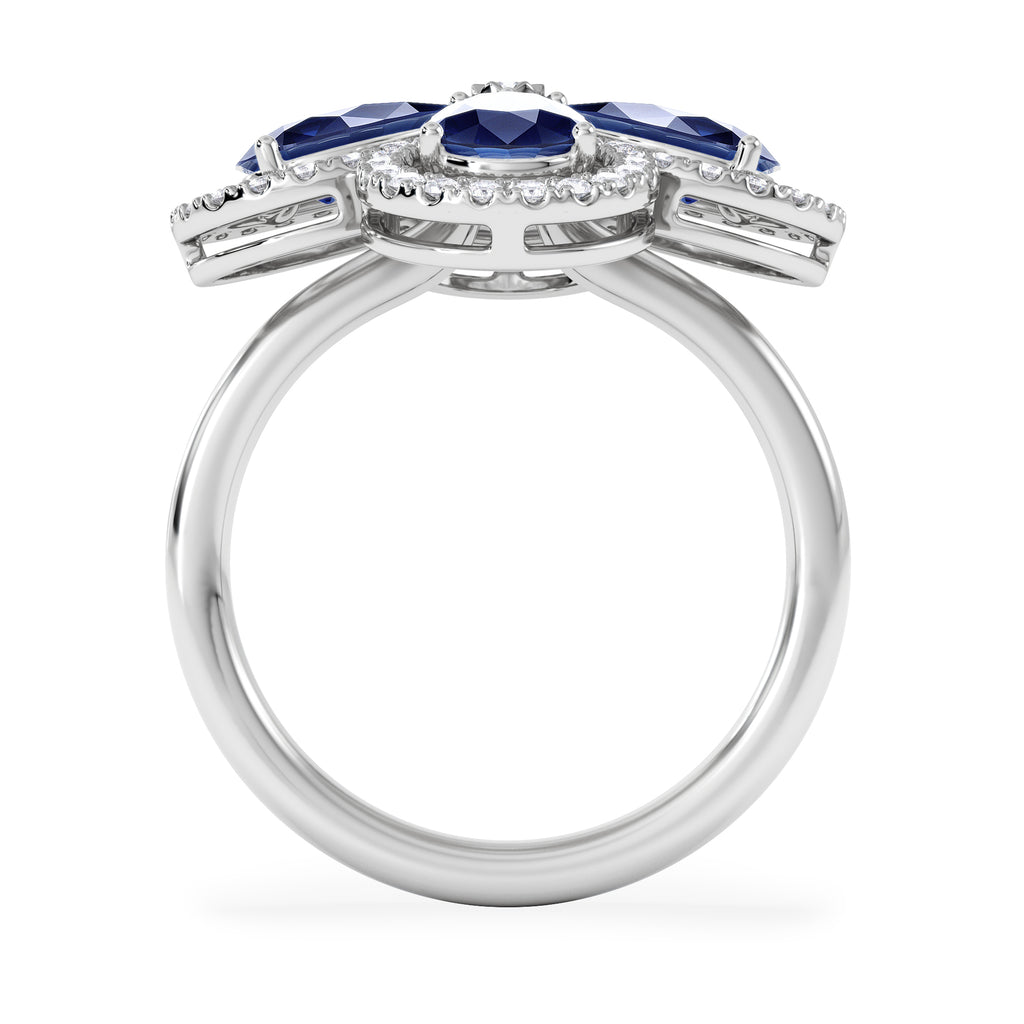 Bloom 3.40ct Lab Sapphire and Lab Diamond Ring in 18K White Gold