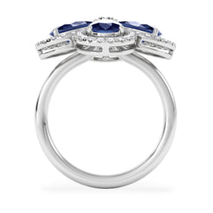 Bloom 3.40ct Lab Sapphire and Lab Diamond Ring in 18K White Gold