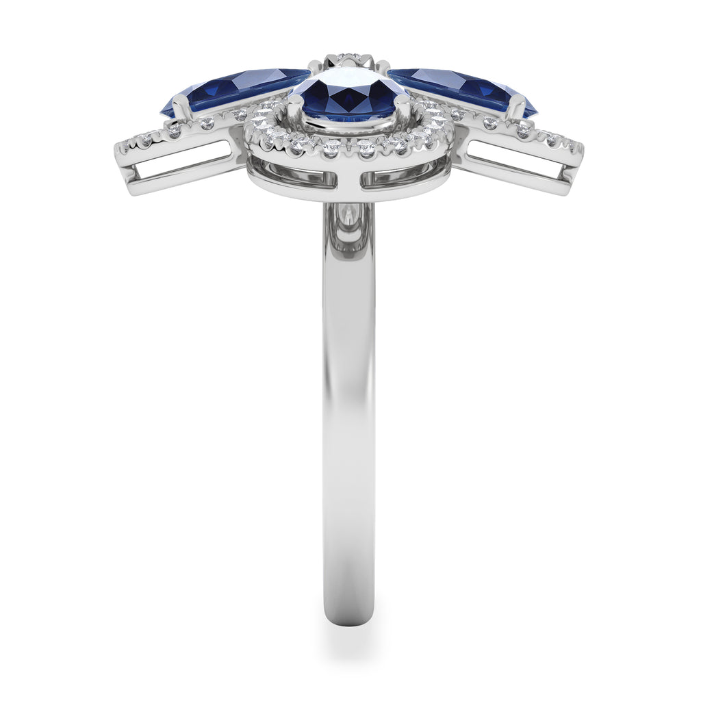 Bloom 3.40ct Lab Sapphire and Lab Diamond Ring in 18K White Gold