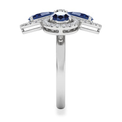 Bloom 3.40ct Lab Sapphire and Lab Diamond Ring in 18K White Gold