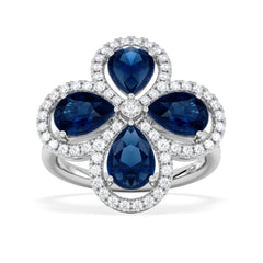 Bloom 3.40ct Lab Sapphire and Lab Diamond Ring in 18K White Gold